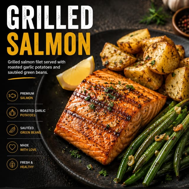 GRILLED FAROE ISLAND SALMON.