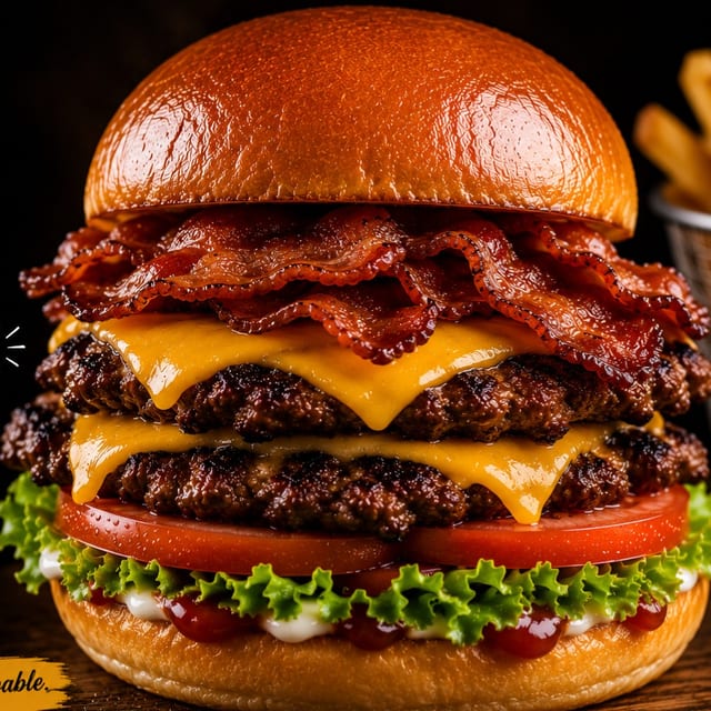 Bacon Double Smash w/Cheese Burger.