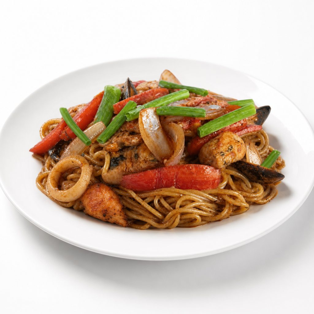 Tallarin Saltado Mariscos.