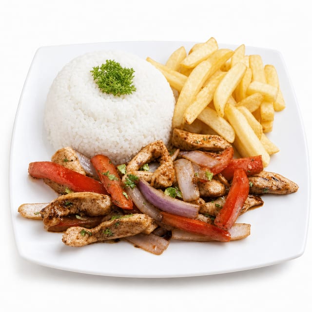 Lomo Saltado Chicken Lunch.