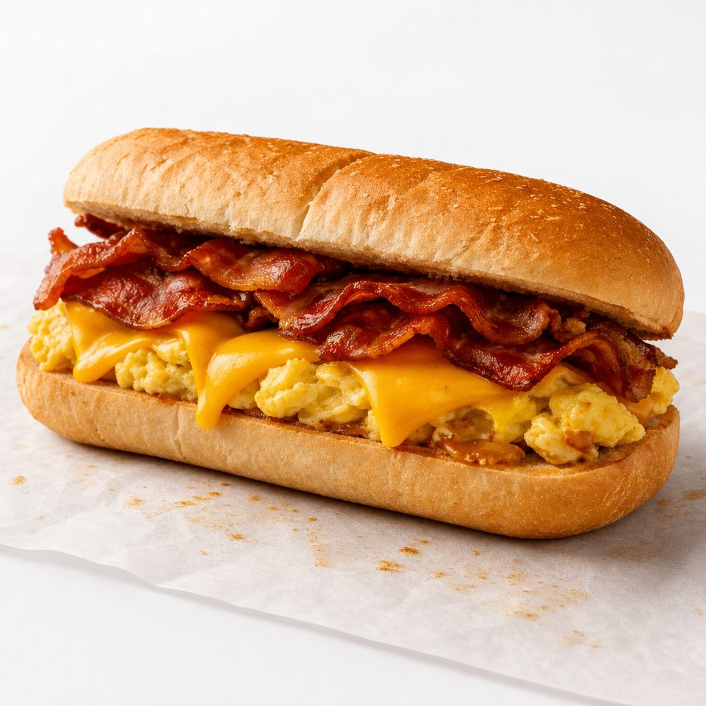 BACON EGG & CHEESE SANDWICH.
