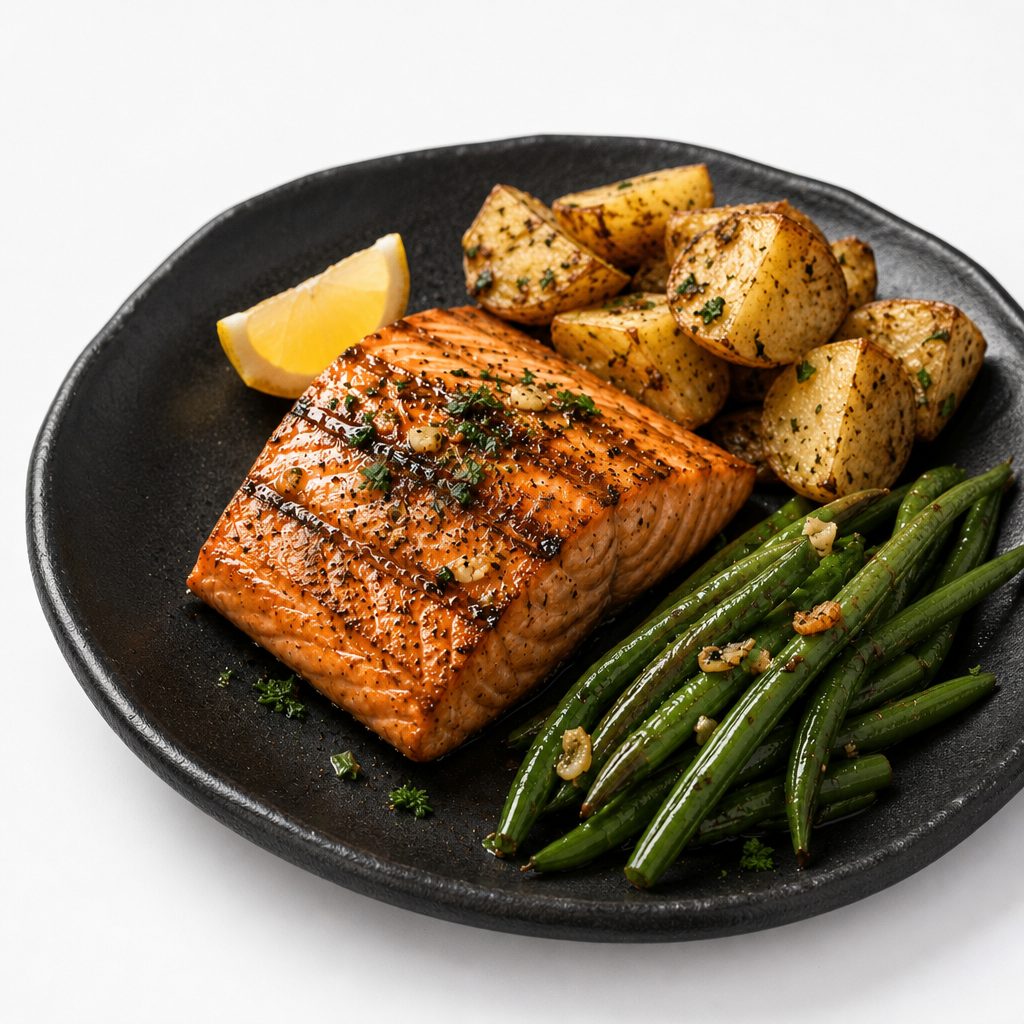 GRILLED FAROE ISLAND SALMON.