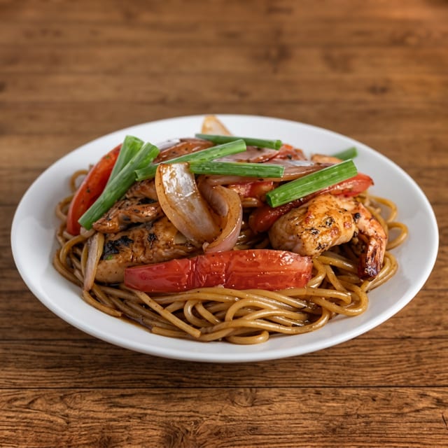 Tallarin Saltado Shrimp.