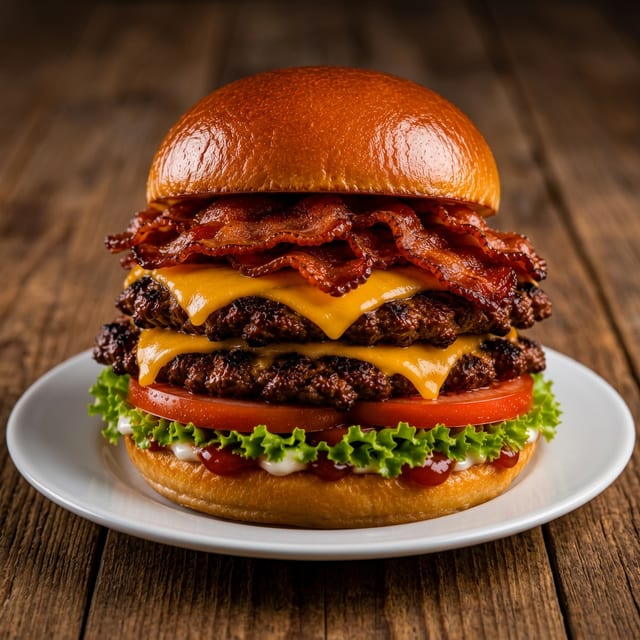 Bacon Double Smash w/Cheese Burger.