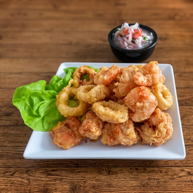 Chicharron De Camarones con Fries.